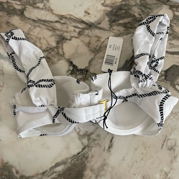 WeWoreWhat Claudia Bikini Top Sz XS White Black Rope Swim Resort Beach Padded 28 - Picture 4 of 6